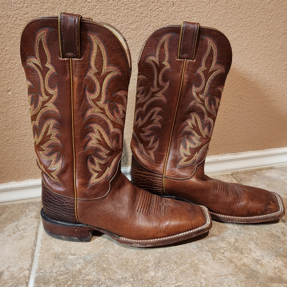Justin Square toe boots cowhide leather sole size 9